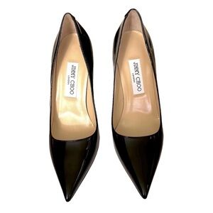 100% Auth - NEW Jimmy Choo Blk Patent Abel Pumps size 38 /7 US